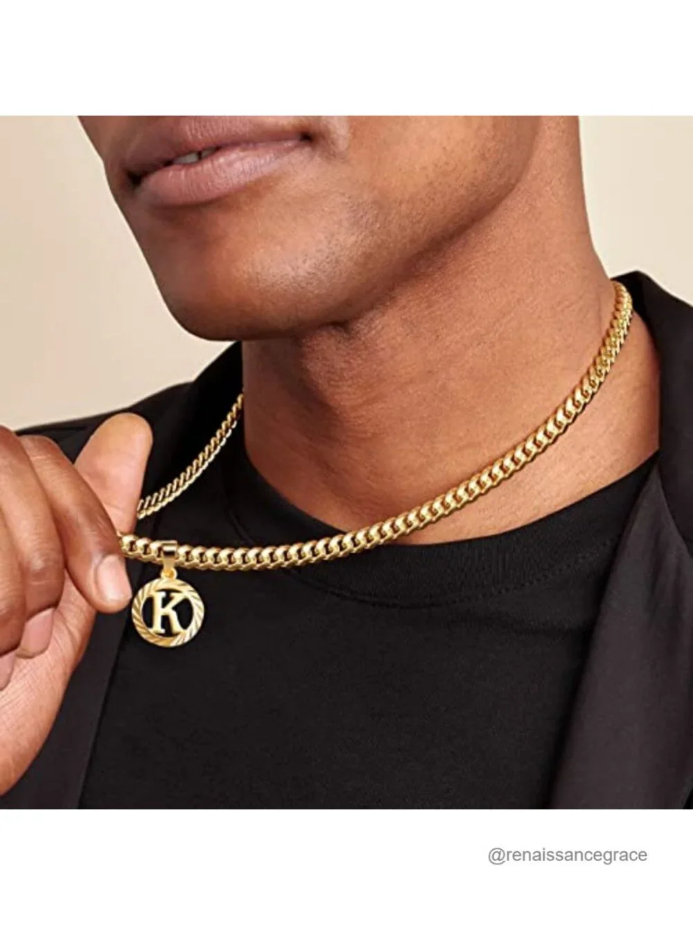 Personalized Initial Pendant Necklace 14k Gold Plated Stainless Steel